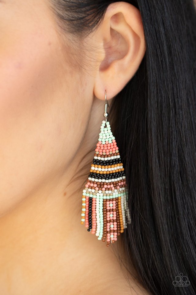 Beaded Bohemian - Green - Paparazzi Earring Image
