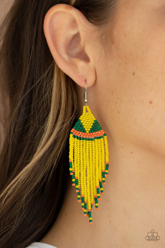 BEADazzle Me - Yellow - Paparazzi Earring Image