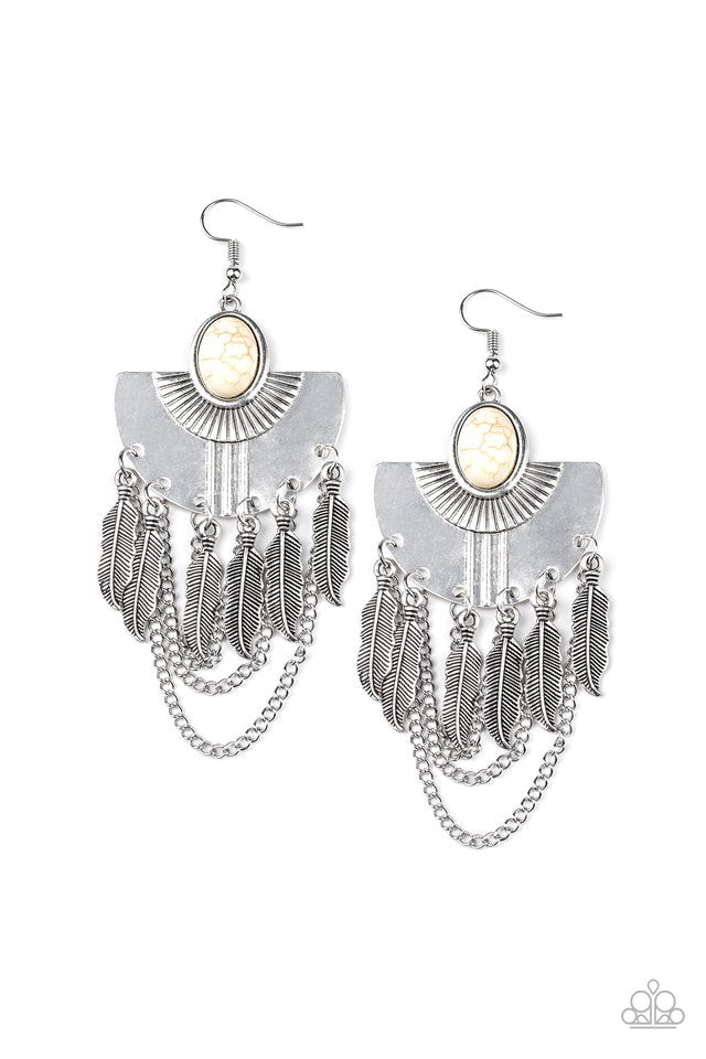 Sure Thing, Chief! - White - Paparazzi Earring Image