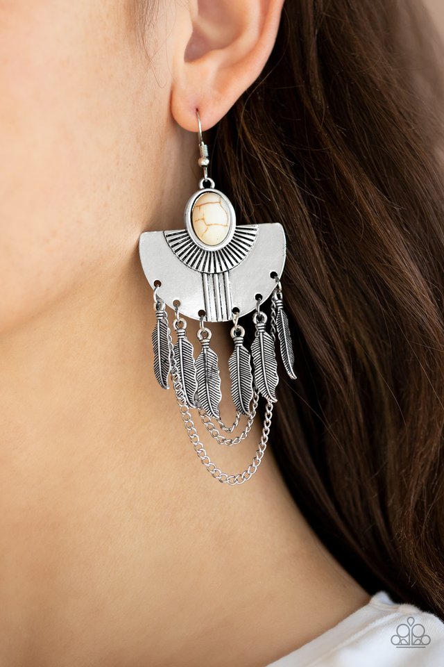 Sure Thing, Chief! - White - Paparazzi Earring Image
