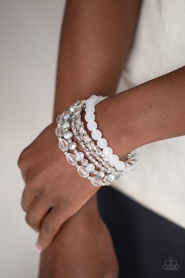 Crystal Collage - White - Paparazzi Bracelet Image