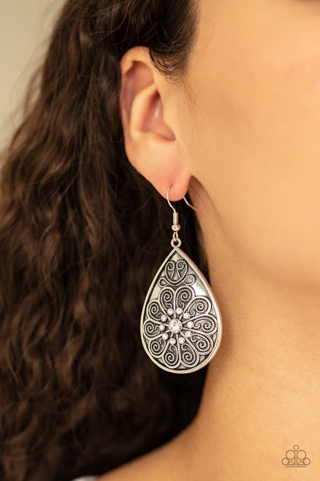 Banquet Bling - White - Paparazzi Earring Image