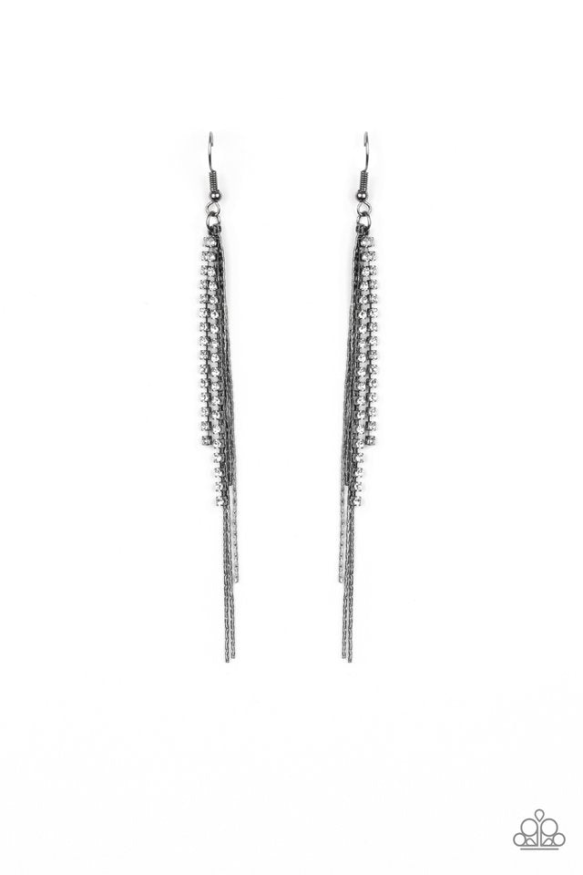 REIGN Check - Black - Paparazzi Earring Image