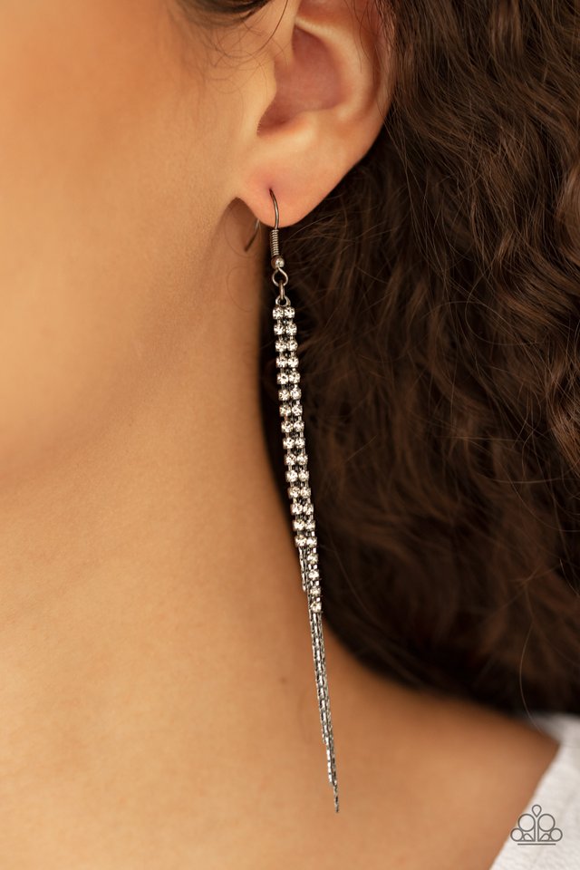 REIGN Check - Black - Paparazzi Earring Image