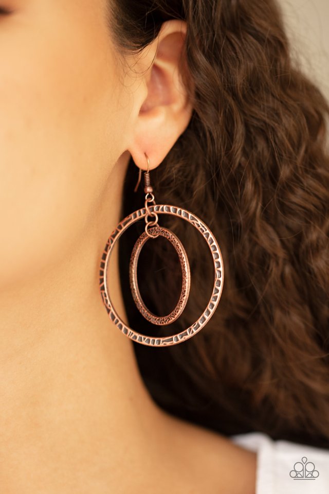 Fiercely Focused - Copper - Paparazzi Earring Image
