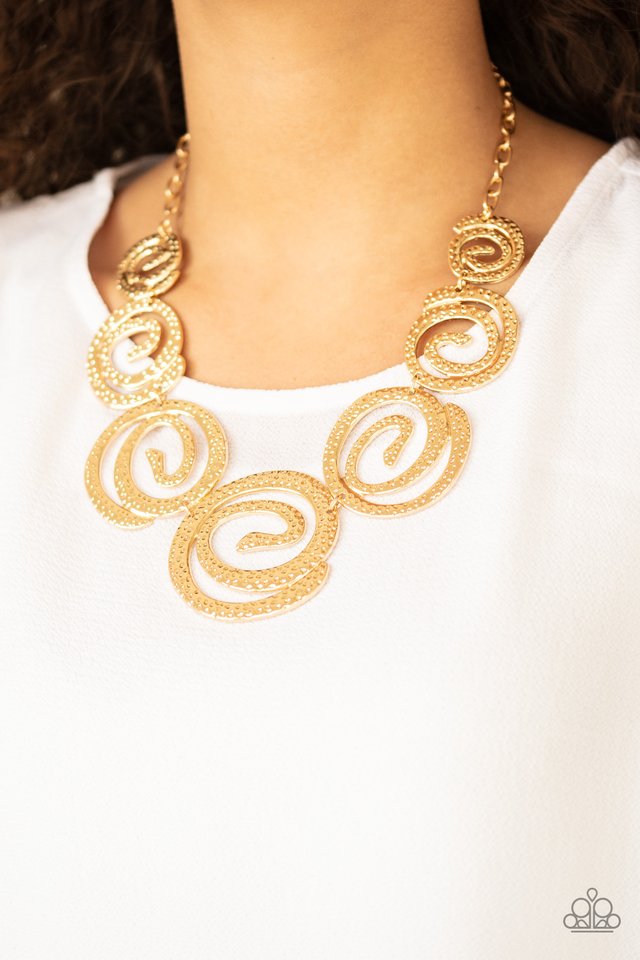 Statement Swirl - Gold - Paparazzi Necklace Image