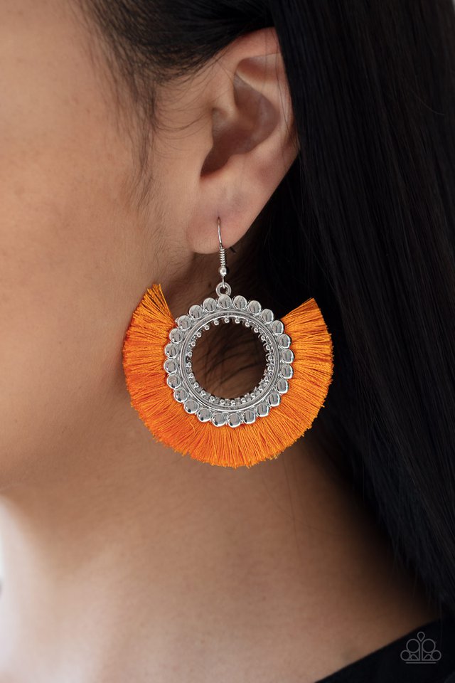 Fringe Fanatic - Orange - Paparazzi Earring Image