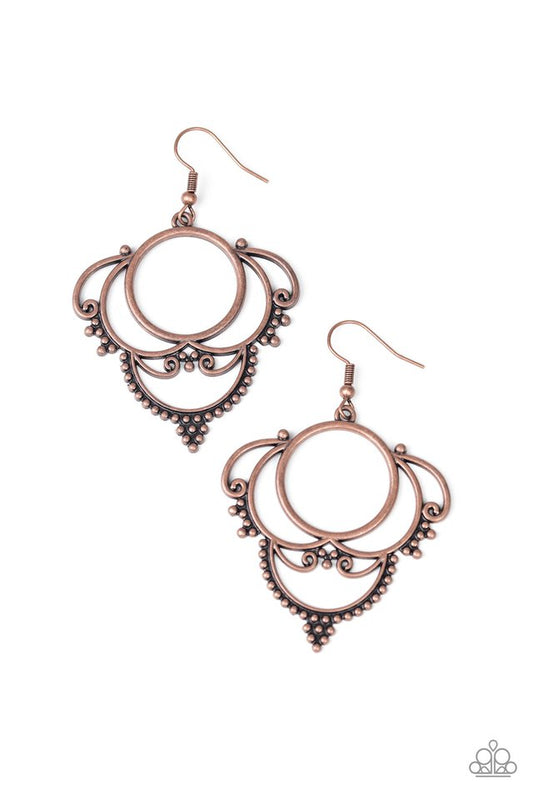 Metallic Macrame - Copper - Paparazzi Earring Image
