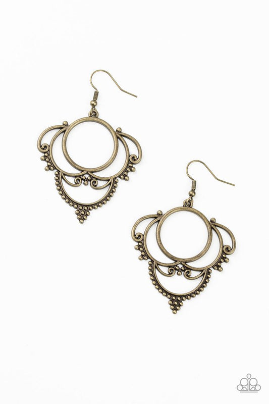 Metallic Macrame - Brass - Paparazzi Earring Image