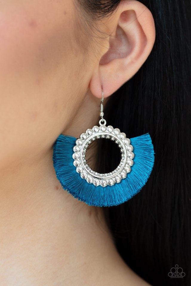 Fringe Fanatic - Blue - Paparazzi Earring Image