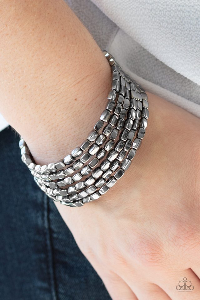 Stunningly Stacked - Black - Paparazzi Bracelet Image