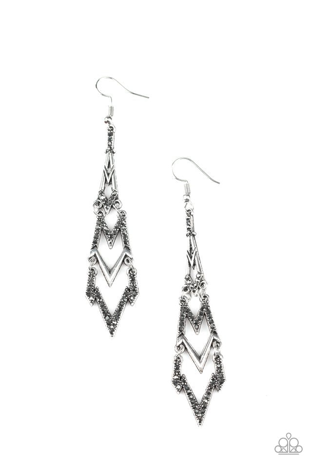 Electric Shimmer - Silver - Paparazzi Earring Image