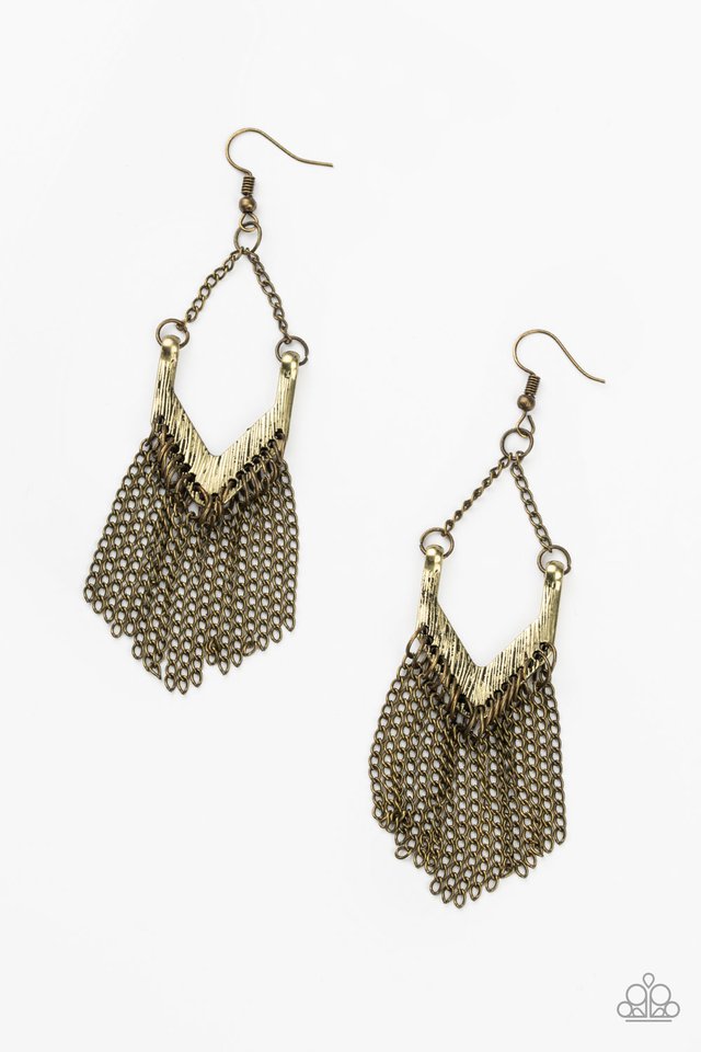 Unchained Fashion - Brass - Paparazzi Earring Image