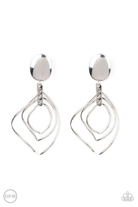 Metallic Foliage - Silver - Paparazzi Earring Image