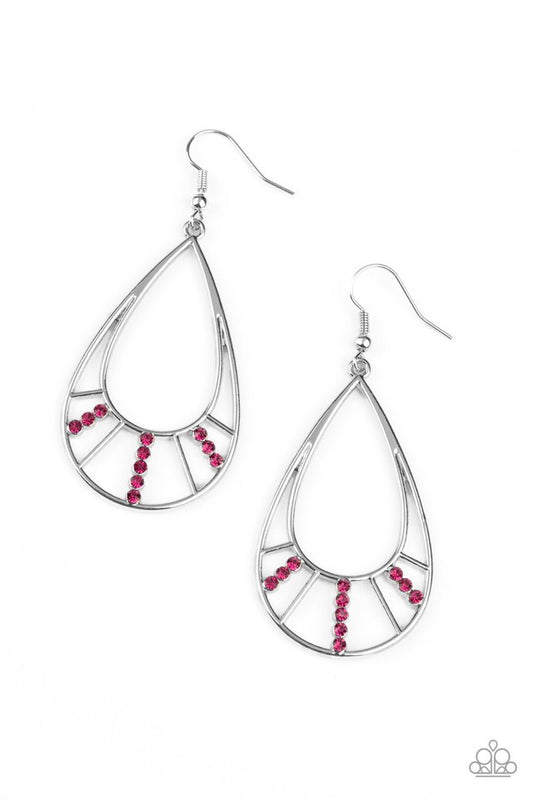Line Crossing Sparkle - Pink - Paparazzi Earring Image