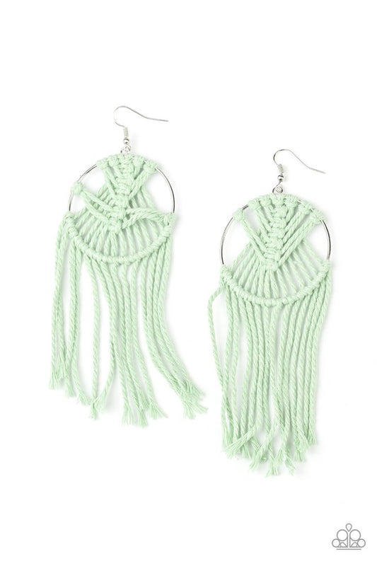 MACRAME, Myself, and I - Green - Paparazzi Earring Image