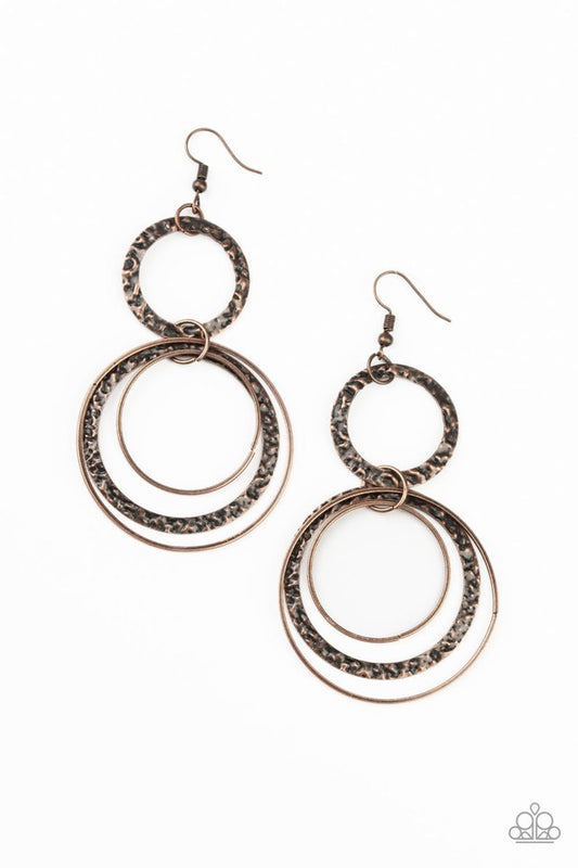 Eclipsed Edge - Copper - Paparazzi Earring Image