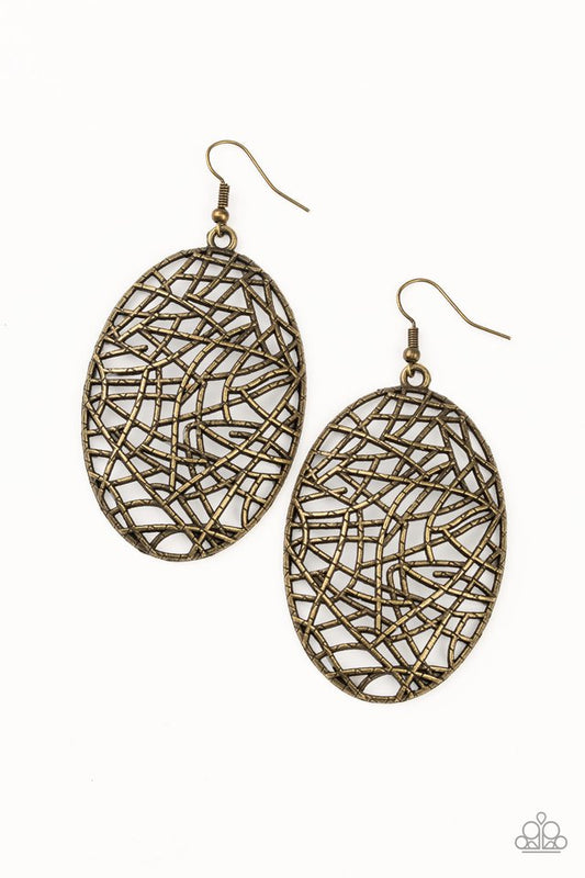 Way Out of Line - Brass - Paparazzi Earring Image
