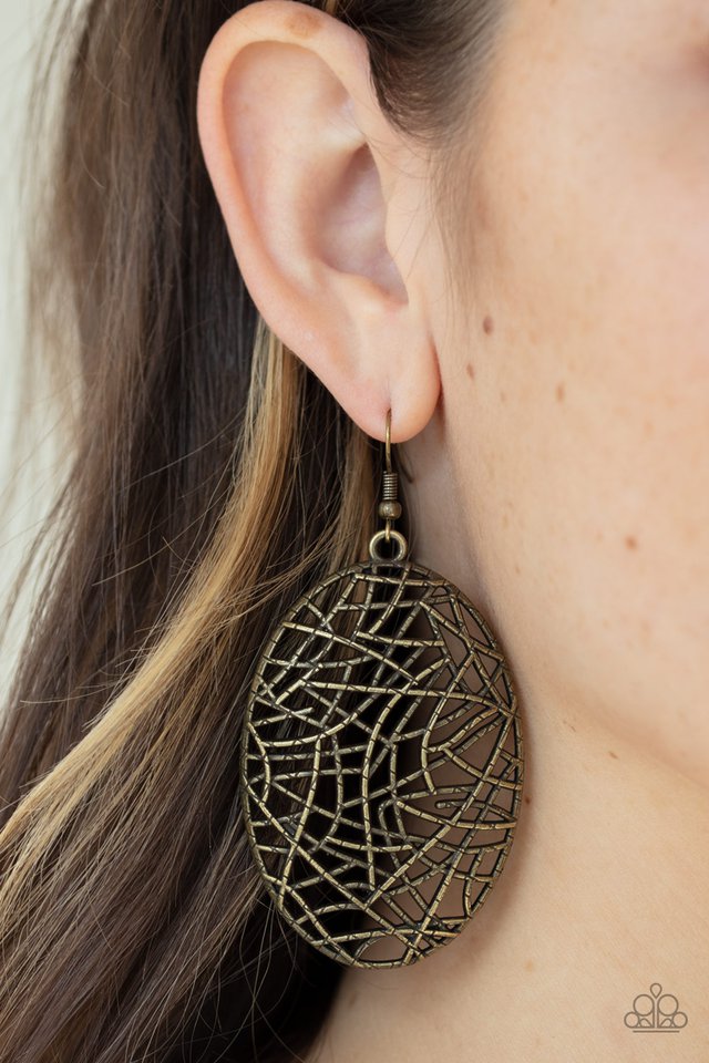 Way Out of Line - Brass - Paparazzi Earring Image
