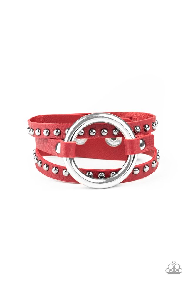 Studded Statement-Maker - Red - Paparazzi Bracelet Image