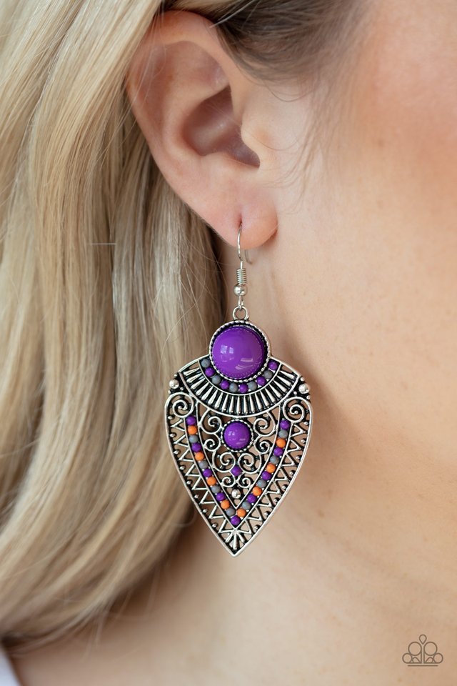 Tribal Territory - Purple - Paparazzi Earring Image