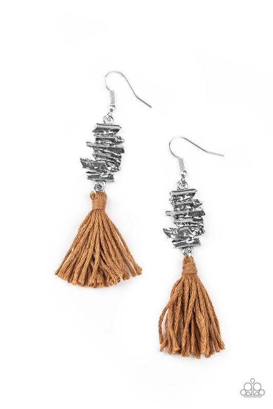 Tiki Tassel - Brown - Paparazzi Earring Image