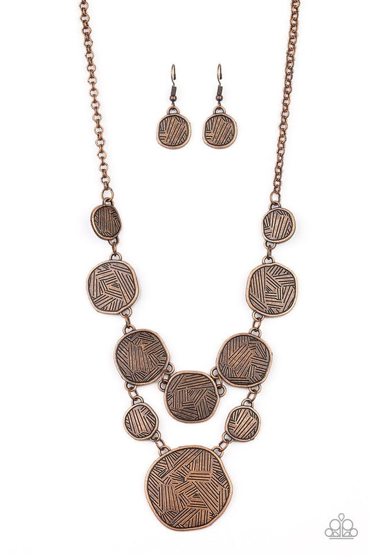 Metallic Patchwork - Copper - Paparazzi Necklace Image