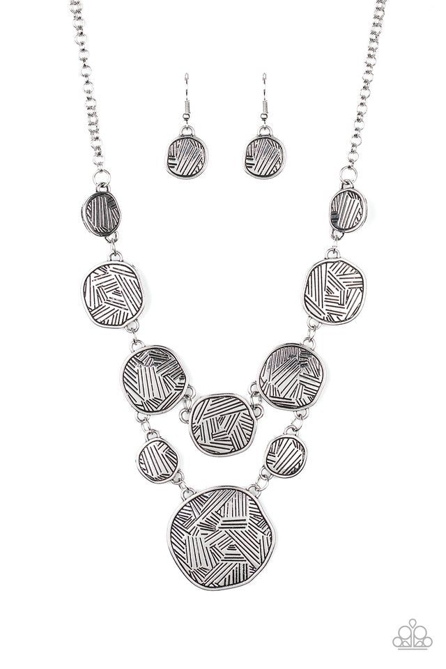 Metallic Patchwork - Silver - Paparazzi Necklace Image