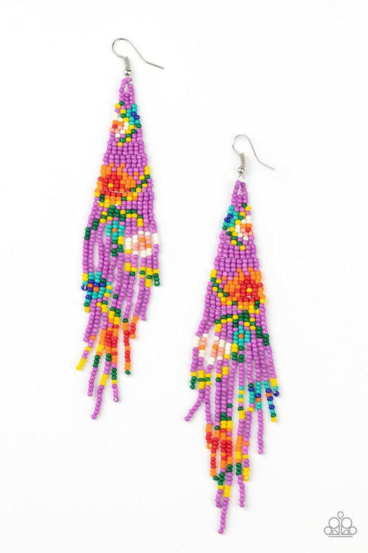 Paparazzi Earring ~ Beaded Gardens - Purple