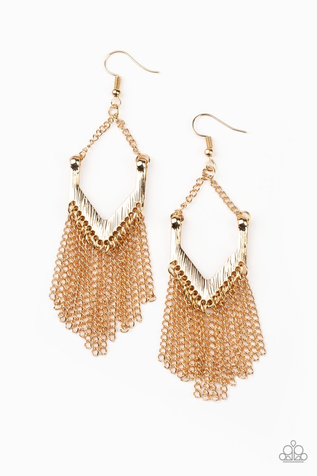 Unchained Fashion - Gold - Paparazzi Earring Image