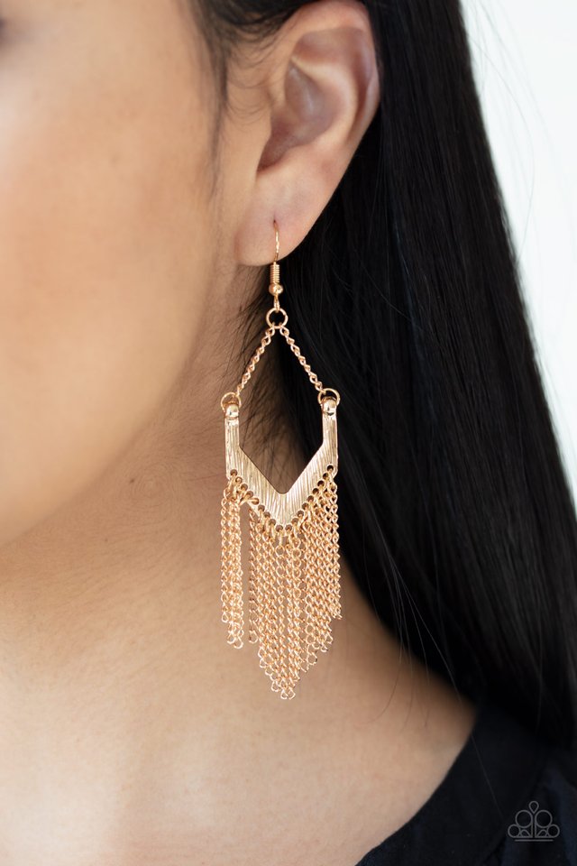 Unchained Fashion - Gold - Paparazzi Earring Image