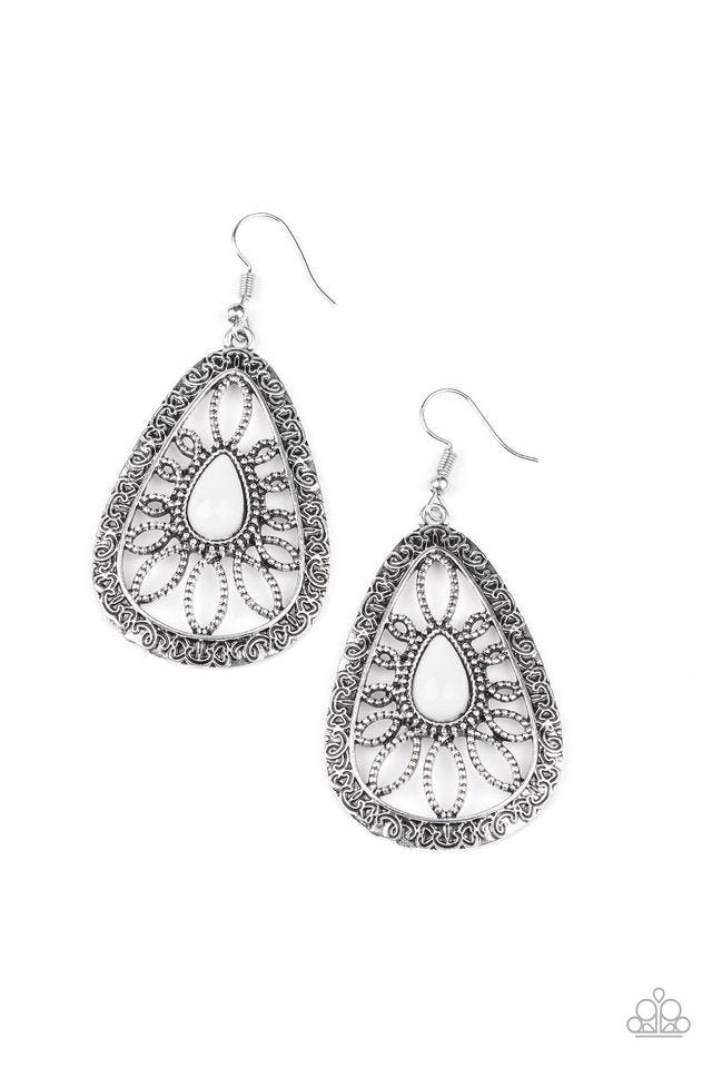 Floral Frill - White - Paparazzi Earring Image