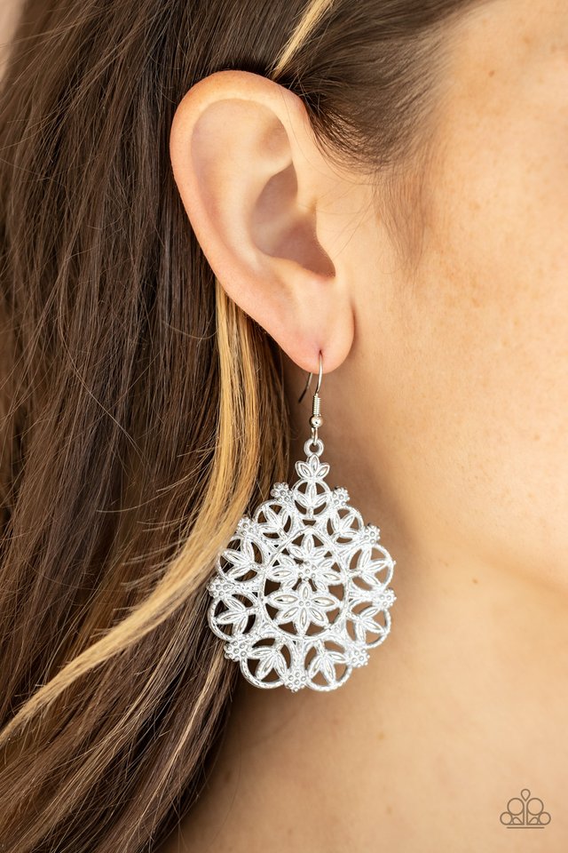 Floral Affair - White - Paparazzi Earring Image