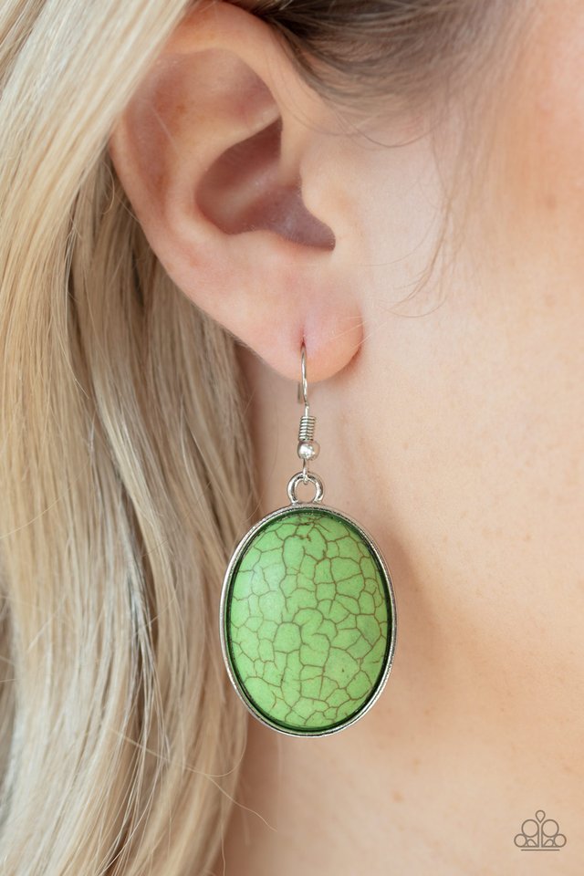 Serenely Sediment - Green - Paparazzi Earring Image