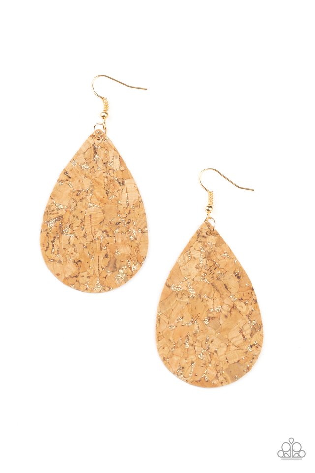CORK It Over - Gold - Paparazzi Earring Image