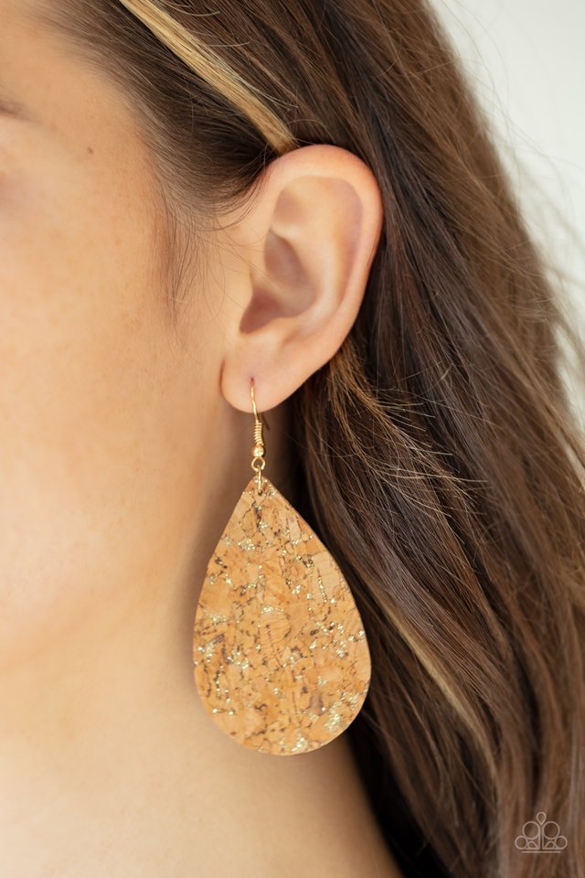 CORK It Over - Gold - Paparazzi Earring Image