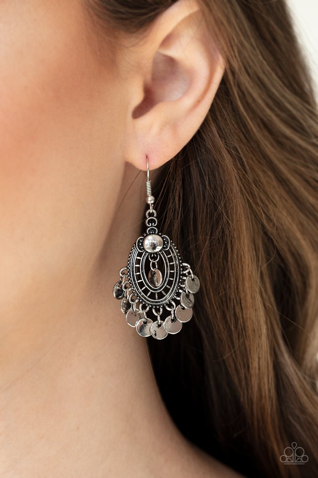 Chime Chic - Silver - Paparazzi Earring Image