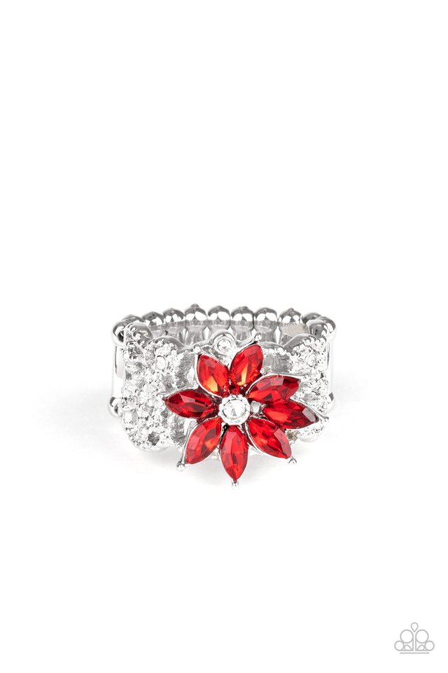 Brilliantly Blooming - Red - Paparazzi Ring Image
