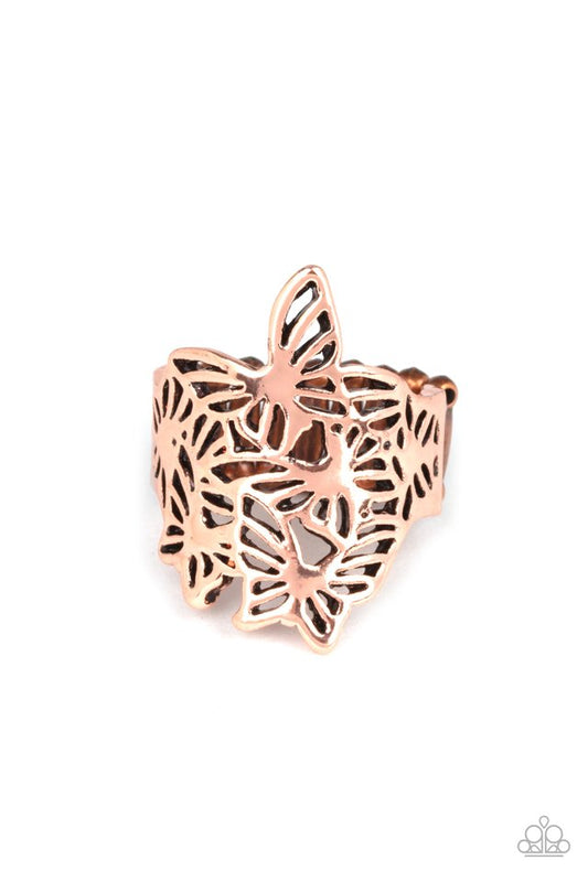 Banded Butterflies - Copper - Paparazzi Ring Image