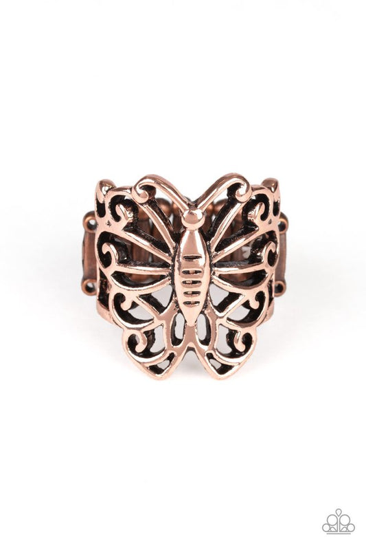 Wouldnt Hurt a BUTTERFLY - Copper - Paparazzi Ring Image