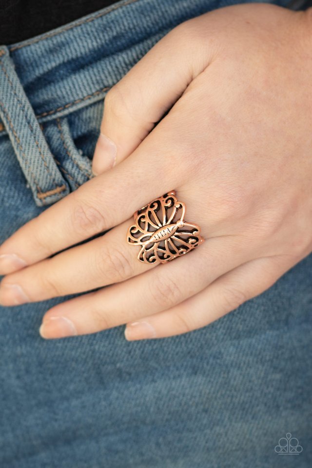 Wouldnt Hurt a BUTTERFLY - Copper - Paparazzi Ring Image