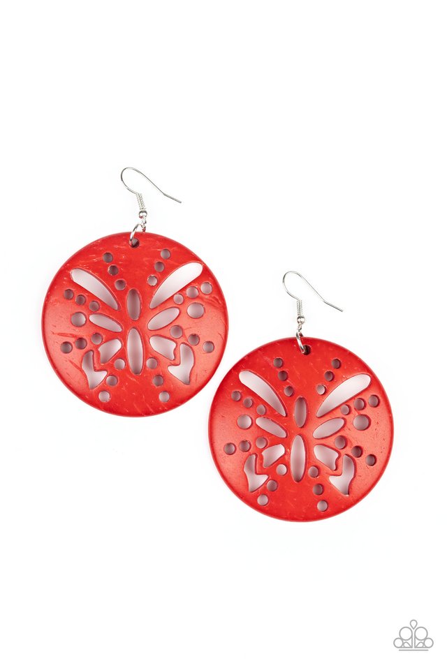Bali Butterfly - Red - Paparazzi Earring Image