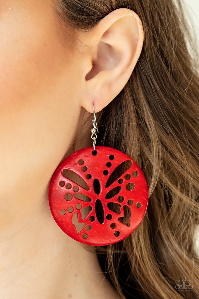 Bali Butterfly - Red - Paparazzi Earring Image