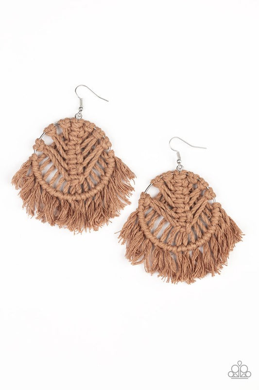 All About MACRAME - Brown - Paparazzi Earring Image