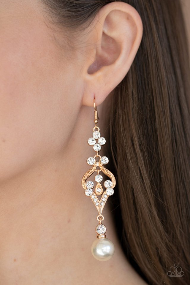 Elegantly Extravagant - Gold - Paparazzi Earring Image