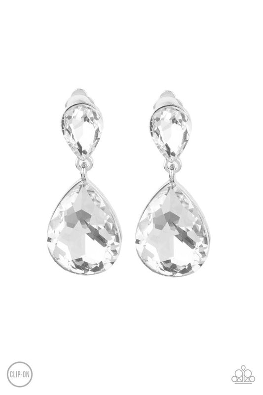 Aim For The MEGASTARS - White - Paparazzi Earring Image