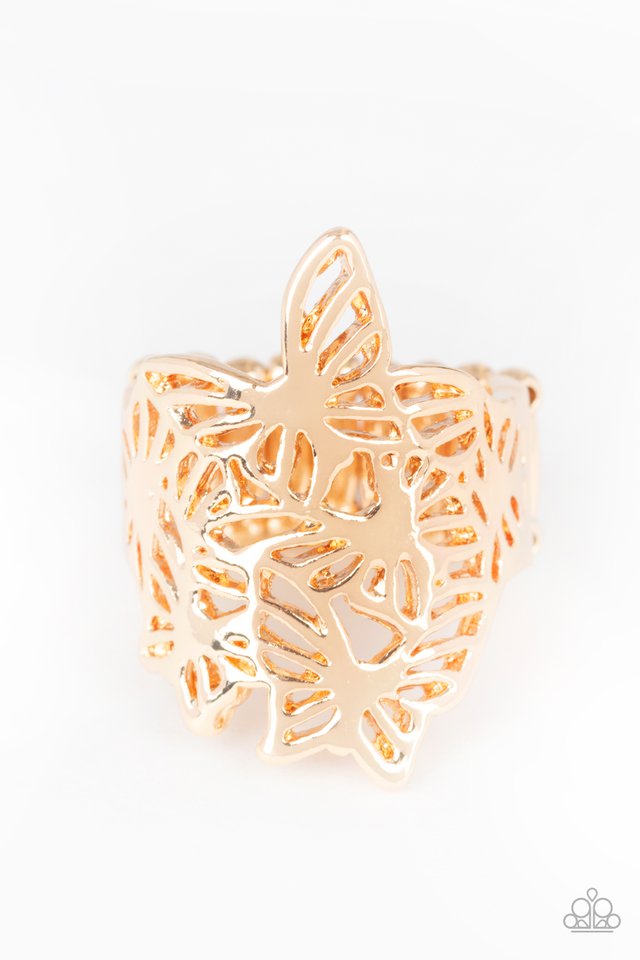 Banded Butterflies - Gold - Paparazzi Ring Image
