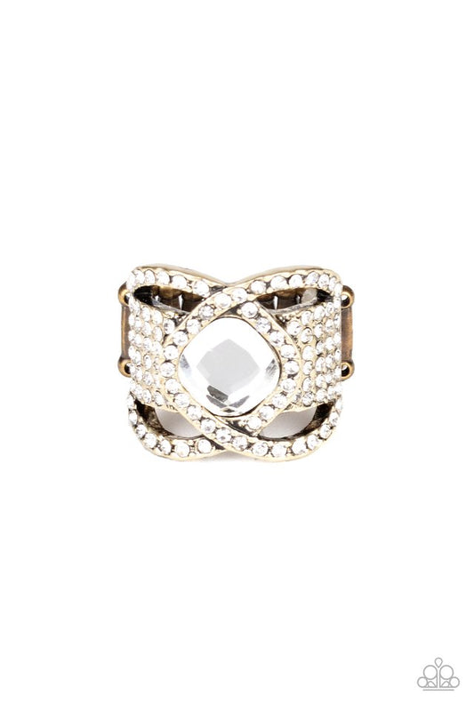 Triple Crown Twinkle - Brass - Paparazzi Ring Image