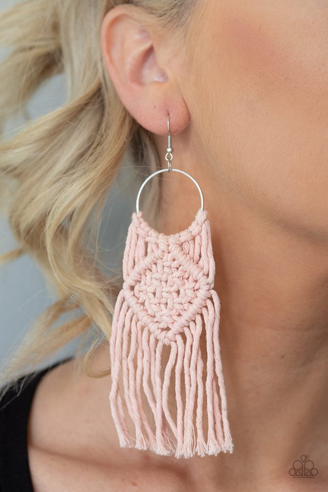 Macrame Rainbow - Pink - Paparazzi Earring Image
