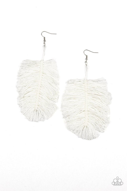 Hanging by a Thread - White - Paparazzi Earring Image